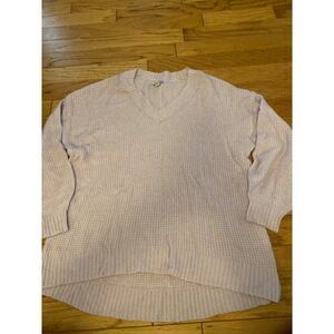 American Eagle, women’s pale purple waffle knit long sleeve v-neck top size med